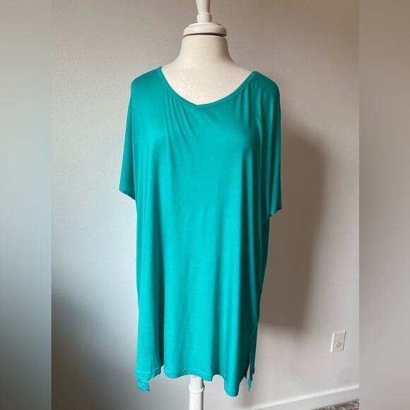 Women’s Plus NWOT 2 PACK Vibrant Purple & Jade Travel Lounge Hi Lo Tunics 2X - Picture 6 of 9